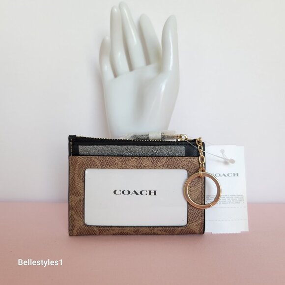 COACH Mini Skinny ID Case In Signature Canvas With Floral Print- Tan Multi🎈⭐ - Picture 7 of 15